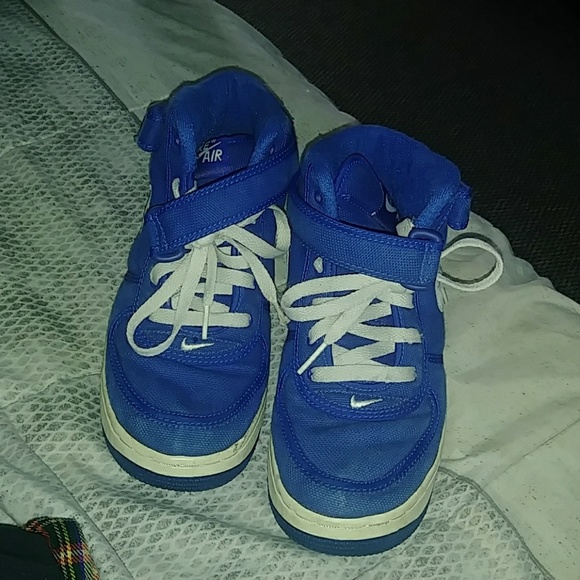 blue high top forces